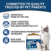 L-Lysine Supplement for Cats, Cat Vitamins for Sneezing, Runny Nose, Cold, Immune Support, Eye Function and Respiratory Health, Natural Lysine Cat Treats (120 Chews, Tuna)