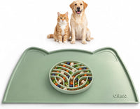 OHMO Cat Food Mat, Silicone Pet Feeding Mat, 18x9.8 - Combo / Mat + Slow Feeder