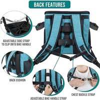 PetAmi Dog Bike Basket, Soft-Sided Ventilated Dog Bike Carrier Backpack, Pet Bicycle Basket for Bike Handlebar, Small Medium Puppy Cat Kitten Car Booster Seat with Safety Strap, Max 18 lbs, Blue