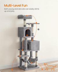 Feandrea Cat Tree, Multi-Level Condo - 59.5 Inches / Light Gray - image 3