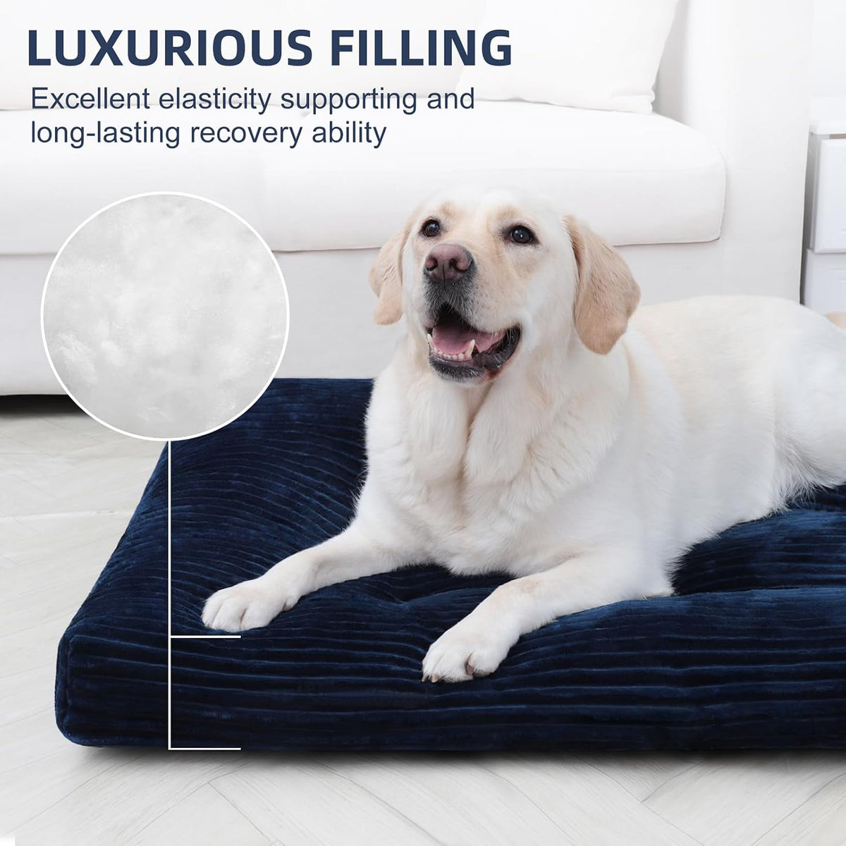 KSIIA Washable Dog Crate Bed Kennel Mat for Large Dogs - Blue / 35.0"L x 23.0"W x 3.0"Th - image 3