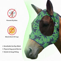 Harrison Howard Super Comfort Stretchy Fly Mask Large Eye Space with UV Protection Soft on Skin with Breathability Live Leaf M
