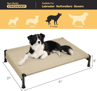Veehoo Cooling Outdoor Dog Bed, Heavy Duty Elevated Pet Bed with Washable & Breathable Teslin Mesh, Non-Slip Silicon Feet, Dog Cot Bed with Support Hem, 41" x 27", Beige Coffee, CWC2433