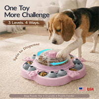 3-Level Dog Puzzle Toy, Spin to Release Treat Dispenser & Slow Feeder – Essentials for Dogs - Pink - image 2