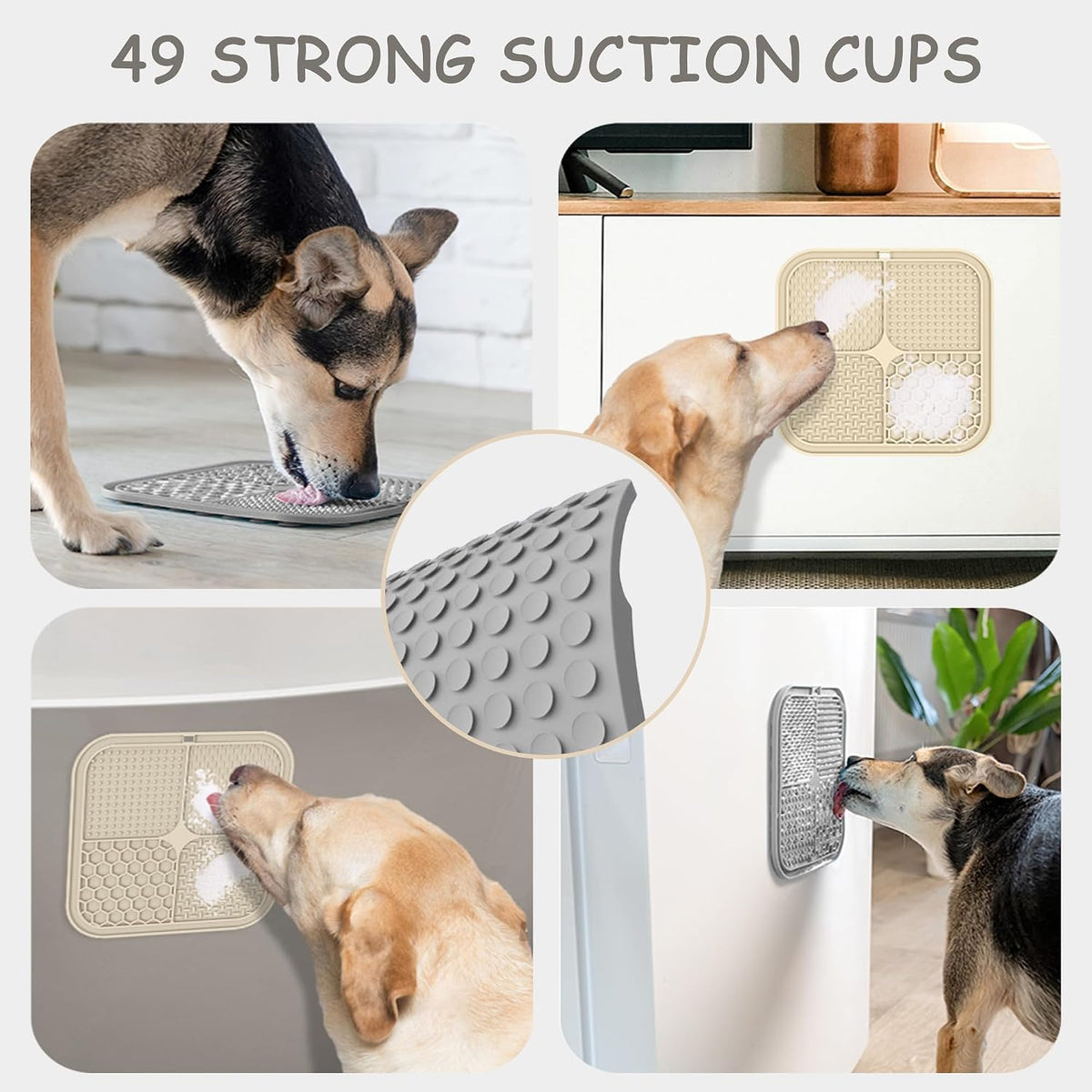 ChefAide 2 Pack Lick Mat for Dogs - Gray & Beige - image 4