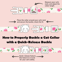 2 Pack Cotton Breakaway Cat Collars Set with Bell and Flower Pendant - heart cherry - image 2