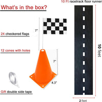 YOELVN race car party cones, six orange 7 inch traffic cones holding checkered flags - view 12