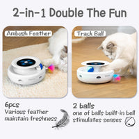 ORSDA 2in1 Interactive Toys for Indoor Cats, Timer Auto On/Off - Lvory White - image 2