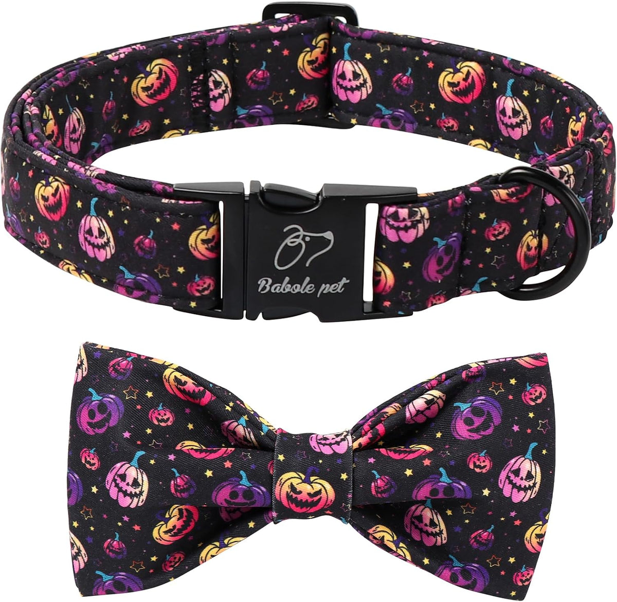 Green Dog Collar with Bow Tie, Christmas Bowtie Dog Collar M – Essentials for Dogs - XS / B-Spooky Pumpkin