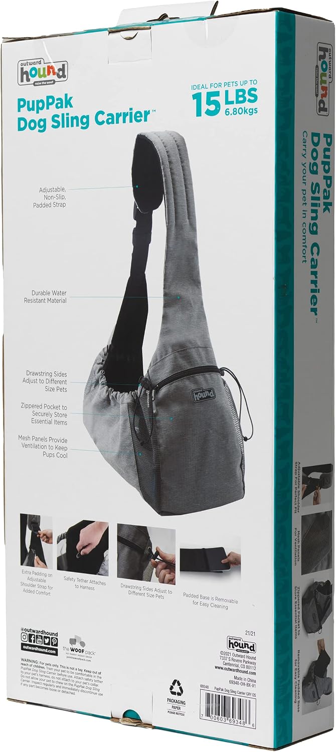 Outward Hound PupPak Dog Front Carrier, 12.5" x 9" x 14" - Grey / 15.9"L x 6.7"W x 26.0"H - image 3