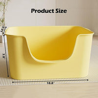 Small Cat Litter Box with High Sides,Cat Boxes for Indoor Cats,Cat Litter Pan for Kitty,Litter Box with Low Entry,Easy to Clean,Anti-Splashing (Yellow)