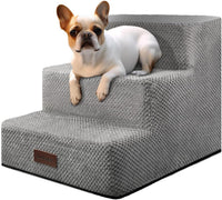 Dog Stairs for Small Dogs & Cats - Grey / 3-Step 13.6" H