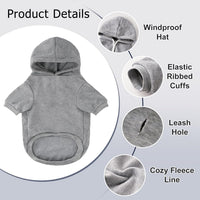 Dog Basic Hoodie Soft Dog Clothes Cold Weather Sweaters for Medium - Grey / XS (Back: 10.24",Chest: 14.96", 2-5 lbs) - image 2