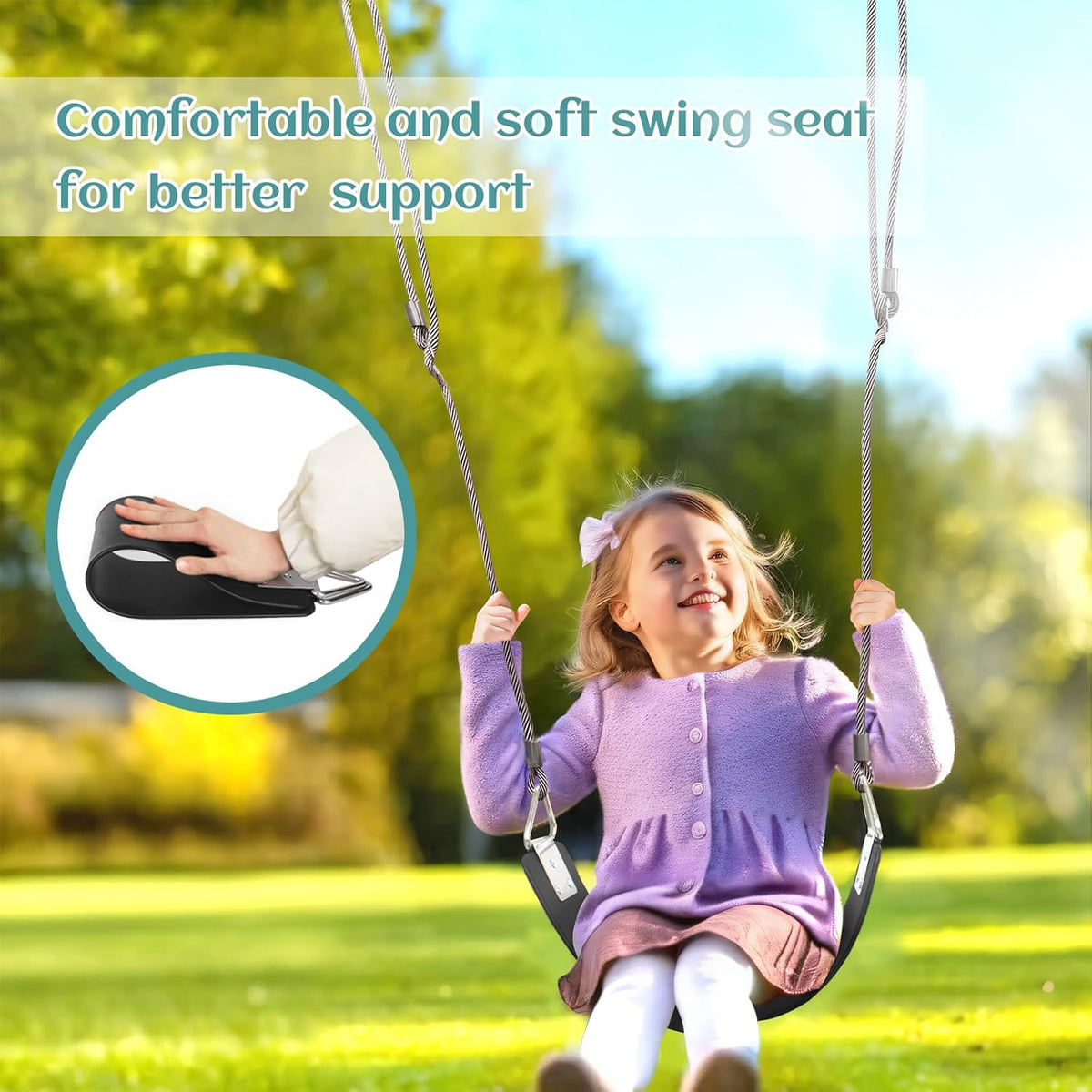 GAMKII swing seat 2 pack in black, U-shaped EVA boards with metal triangle rings - view 4