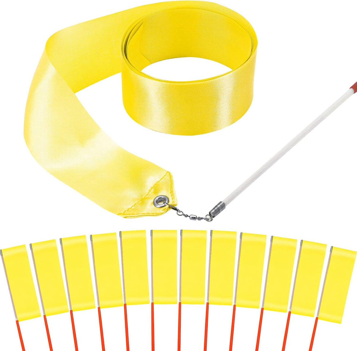 12PCS Red Dance Ribbons, Red Party Favors - Yellow 12PCS