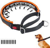 Martingale No Pull Dog Collar for Large Medium Small Dogs - M (15"-23" Neck, 1.5" Wide) / Black Orange