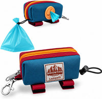 Dog Poop Bag Holder for Leash, Large-Capacity Canvas Pouch - Blue