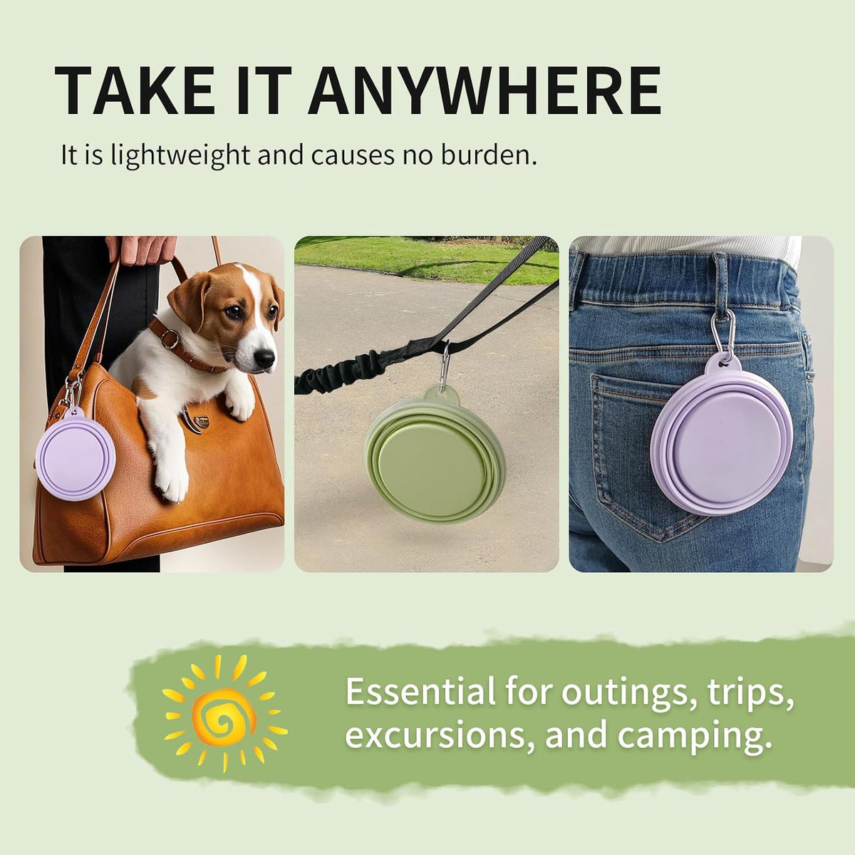 Collapsible Dog Bowls 2-Pack - 12 OZ Macaron Violet and Green - image 4