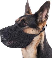 Dog Muzzle, Patented Soft Mesh Muzzle for Scavenging, L - Black / L-(Snout:11"-12¼")