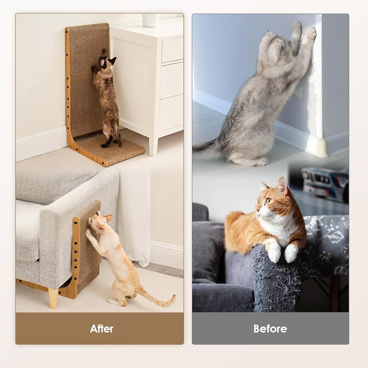 EHEYCIGA Cardboard Cat Scratcher for Indoor Cats - Brown / 16.6x11.2x26.8 (Pack of 2)