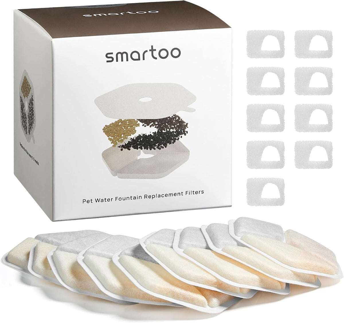 Smartoo 9 PCS Official Filters - Silver / 9 Filters + 9 Sponges