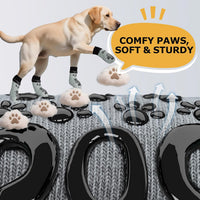 ROUWINNE anti-slip dog socks for hardwood floors in light grey and black, set of 4 - view 3