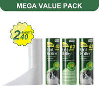 Fedicelly Large Lint Rollers Pet Hair Extra Sticky Refills,Mega Value Set 6.3 inches Wider with 320 Sheets for Cat and Dog Hair Removal,80 Sheets Per Roller (Pack of 4)