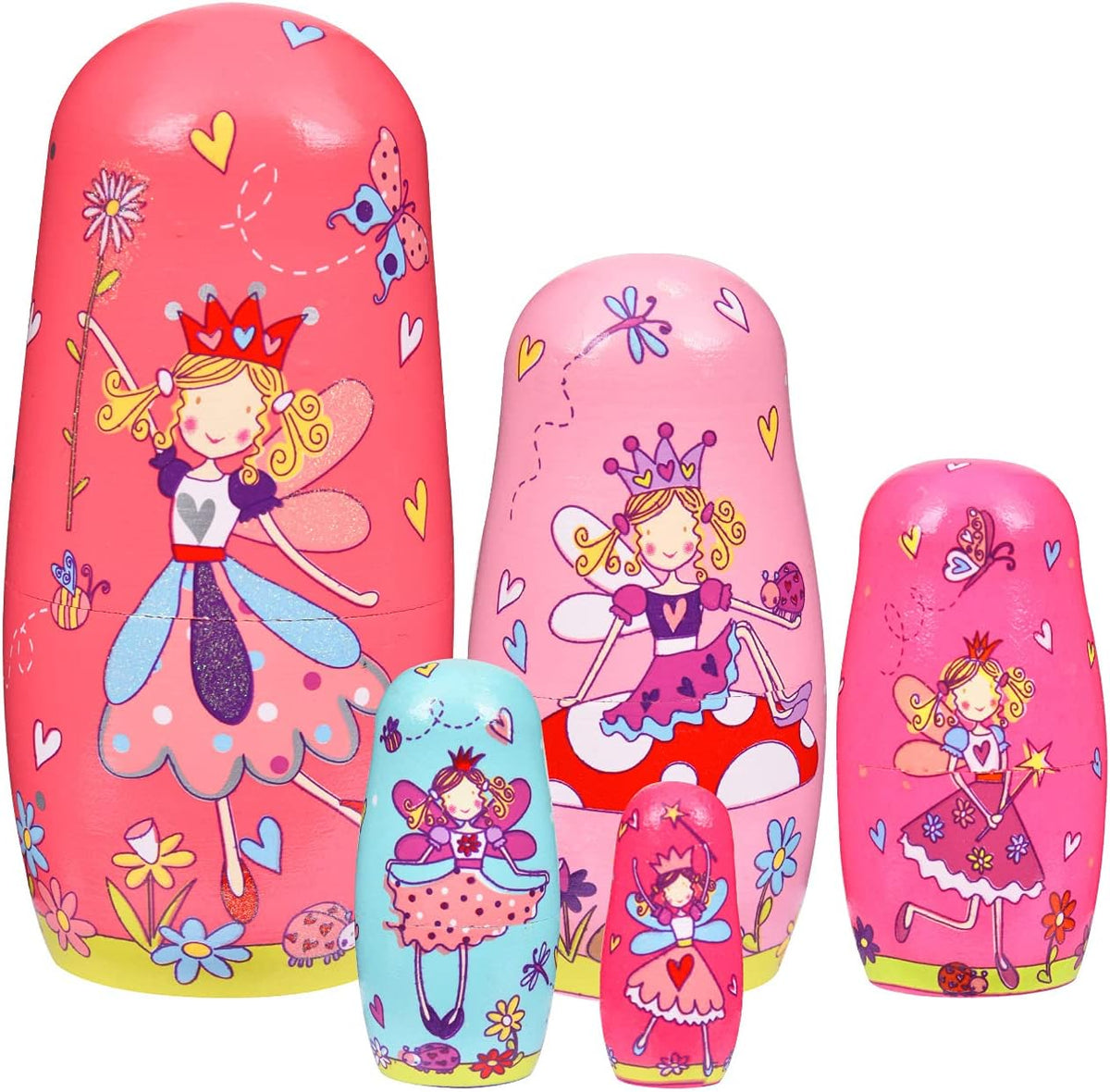 Russian Nesting Dolls, Bear Wooden Stacking Set - Fairy