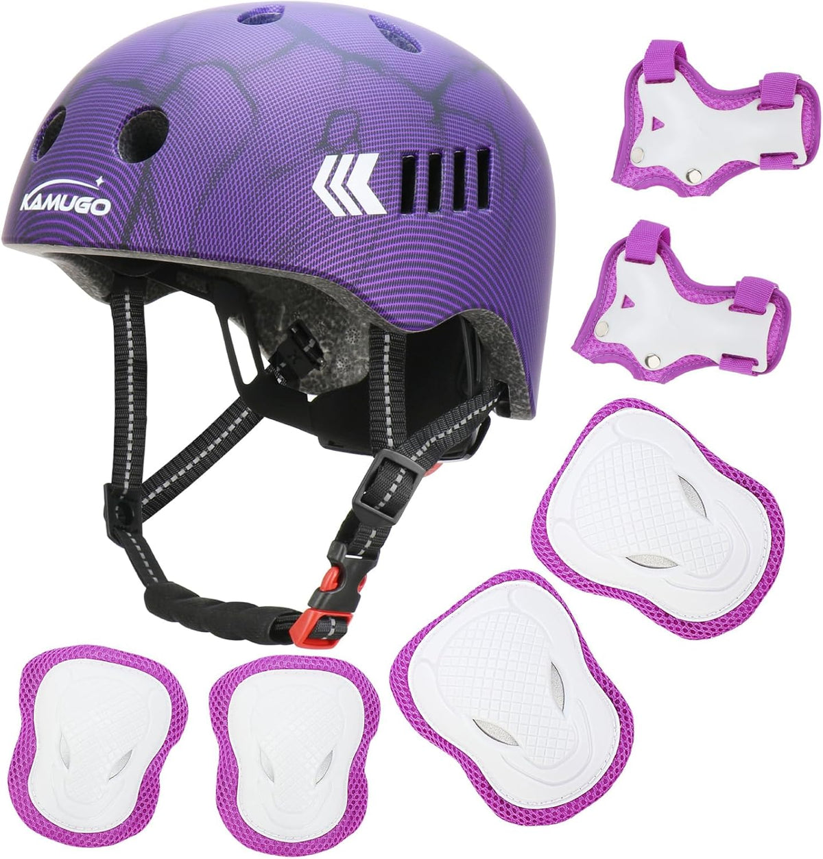 KAMUGO Kids Bike Helmet Set - Purple Carbon Fiber