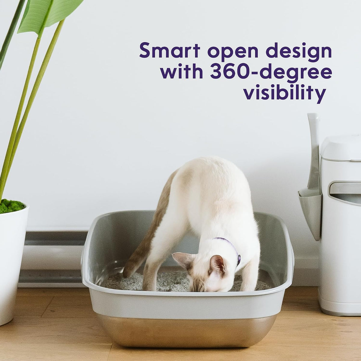 Litter Genie Cat Litter Box in Flexible Plastic with Handles - Silver - image 3