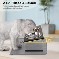 Upgraded Elevated Cat Bowls with Food Mat - Black-2Bowls(2Pack) - image 3