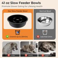URPOWER Mess Proof Elevated Dog Bowls 4 Height Adjustable Raised Stand – Essentials for Dogs - Black / Large - image 3