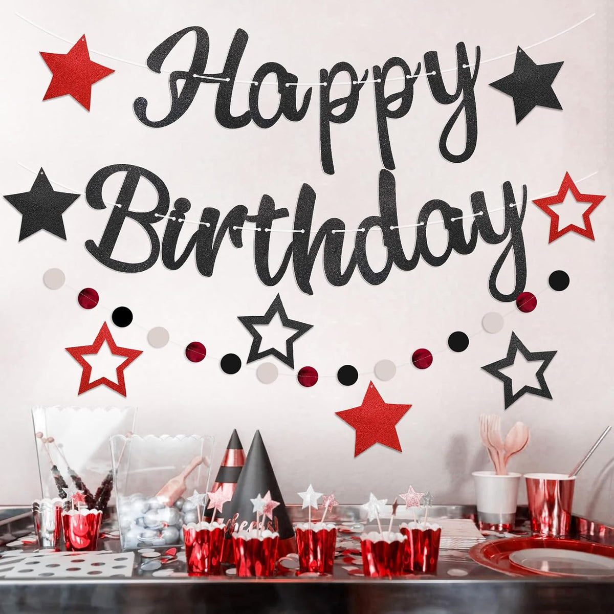 Halloween Birthday Banner - Red & Black / Star - image 4
