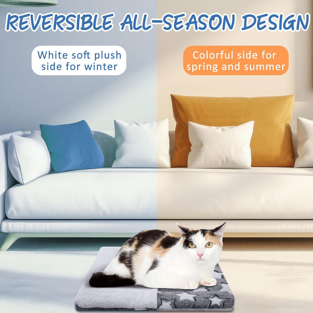 2 Pack Self Warming Cat Dog Bed Pad - Grey / 17'' X 17'' / Stars - image 4