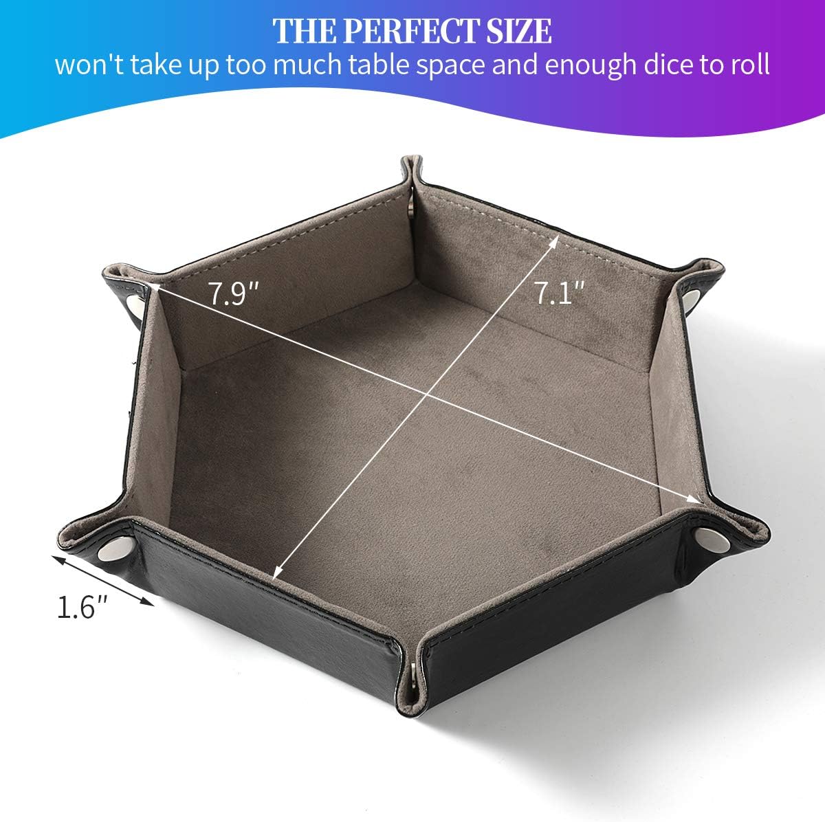 Grajar 2 Pcs Portable Folding Dice Rolling Tray Set for RPG DND Table - Black and Grey
