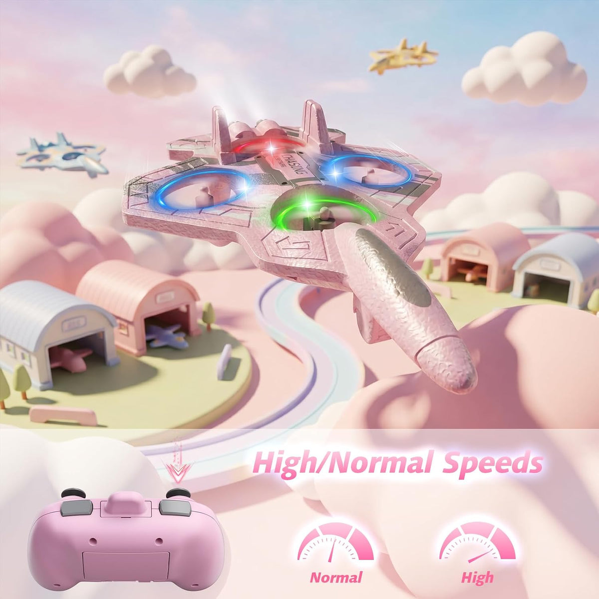 Foam RC Plane with 3 Drone Batteries and 3*AAA Batteries – Fun for Kids & Family - Pink - image 4
