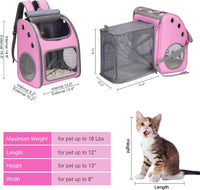 Expandable Cat Backpack Carrier for Small Cats/Dogs Airline Approved – Essentials for Dogs - Pink-Standard - image 2