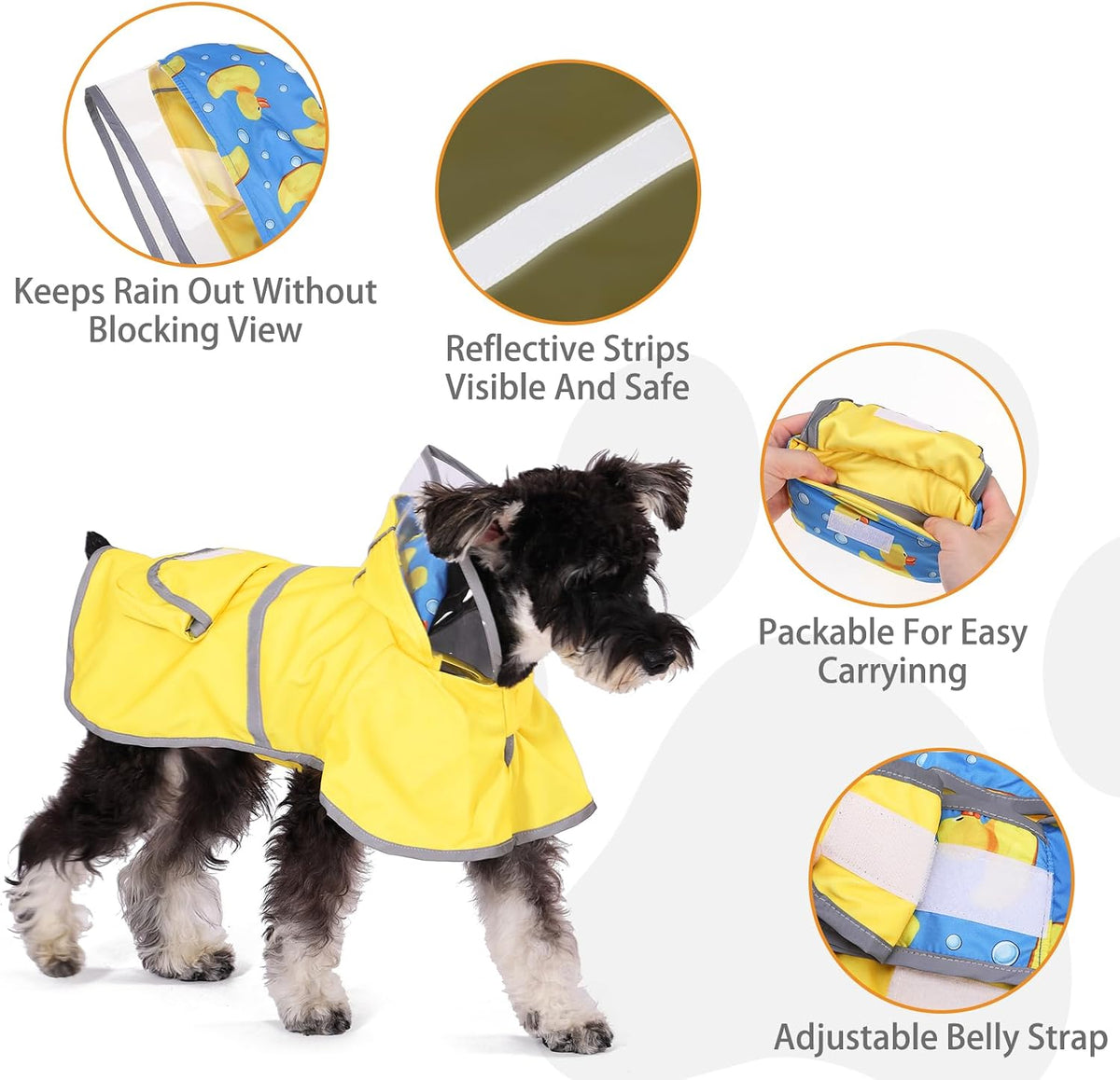 KOOLTAIL reversible dog raincoat with clear-peak hood and reflective strips - view 4