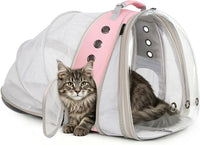 Dual Expandable Large Cat Backpack Carrier – Essentials for Cats - Pink / Clear Window