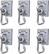 Canine Hitch- Secure Dog Leash Parking Wall Large Hook with Clip 6 Pack - Tie Out Stainless Steel & ABS Mounting Plate for Strength - Practical Lead Management for Home & Business