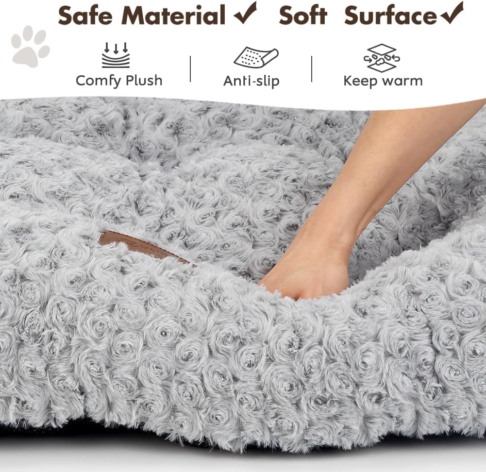 Dog Bed Crate Pad for Small Dogs 24"x18" Coffee – Essentials for Dogs - X-Large 42"x28" / Rosette Pattern Grey - image 3