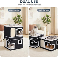 Shikha 2 Story Cat Bed House for Indoor Cats with Scratch Pads Black – Essentials for Cats - Black / Double / Without Heating Pad - image 3