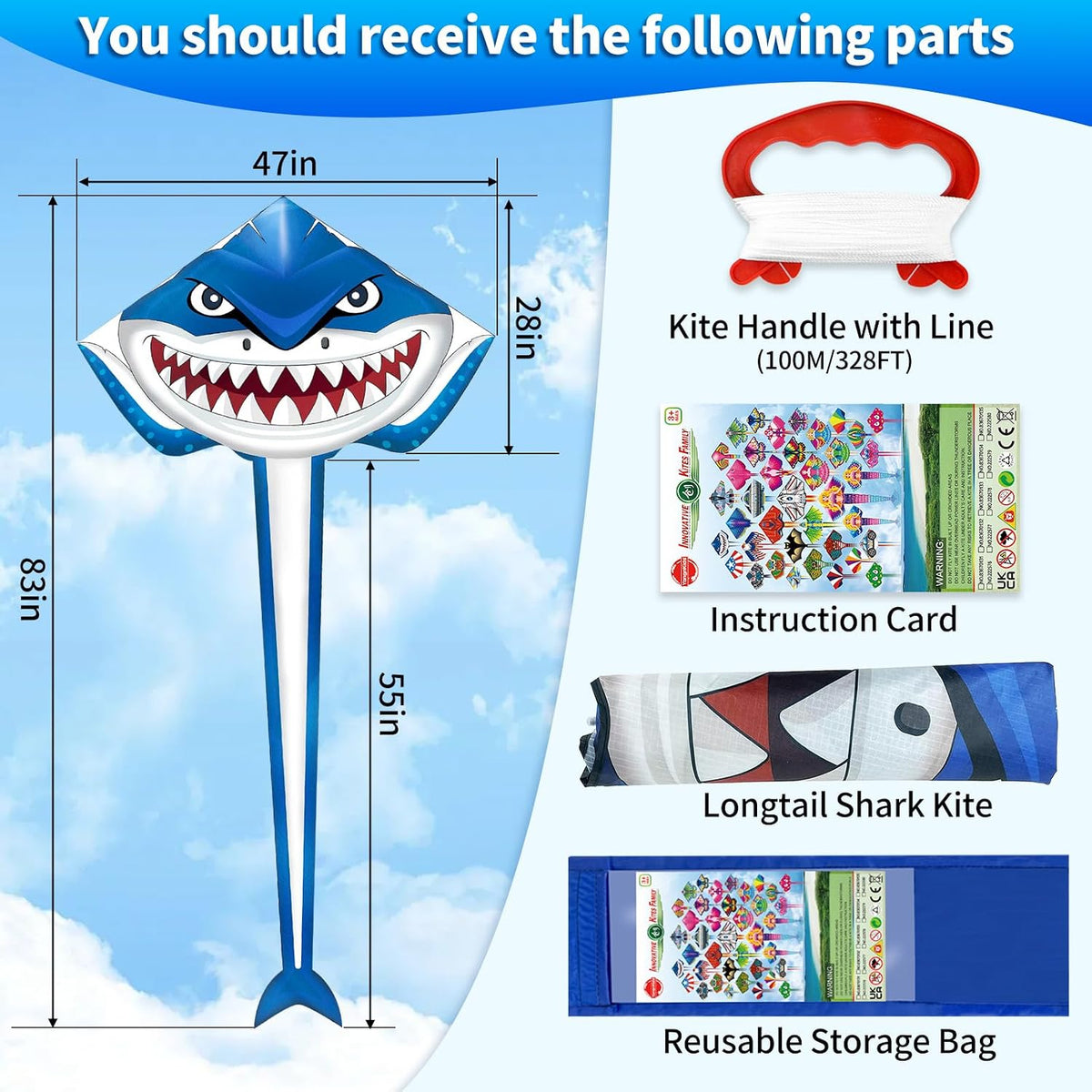 Kite for Kids Ages 4-8-12 & Adults - Shark Kite - image 4