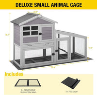 Aivituvin Rabbit Hutch Outdoor Chickecn Coop Indoor Bunny Cage with Pull Out Tray,Upgrade Version,Removable Bottom Wire Mesh 53.4" L x 23.6" W x 38.1" H