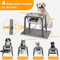 1.2 Gallon Elevated Large Dog Water Bowl with Mat - Grey-1.85 gal & mat / Height: 11.4-16.7" - image 3