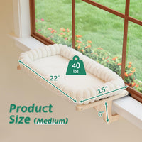 Zakkart SnugCloud Cat Perch for Windowsill – Essentials for Cats - Natural Color Wood w/ Cream Bed / Medium (22"x15") - image 3
