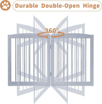 Freestanding Pet Gate - Foldable Wooden Dog Gate for House, Indoor, 80 Inch Wide, 4 Panels 24", Grey