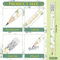 Tinlade 60 Pcs Baby Shower Pencils for Games, Mini Golf Pencil - Greenery - image 2