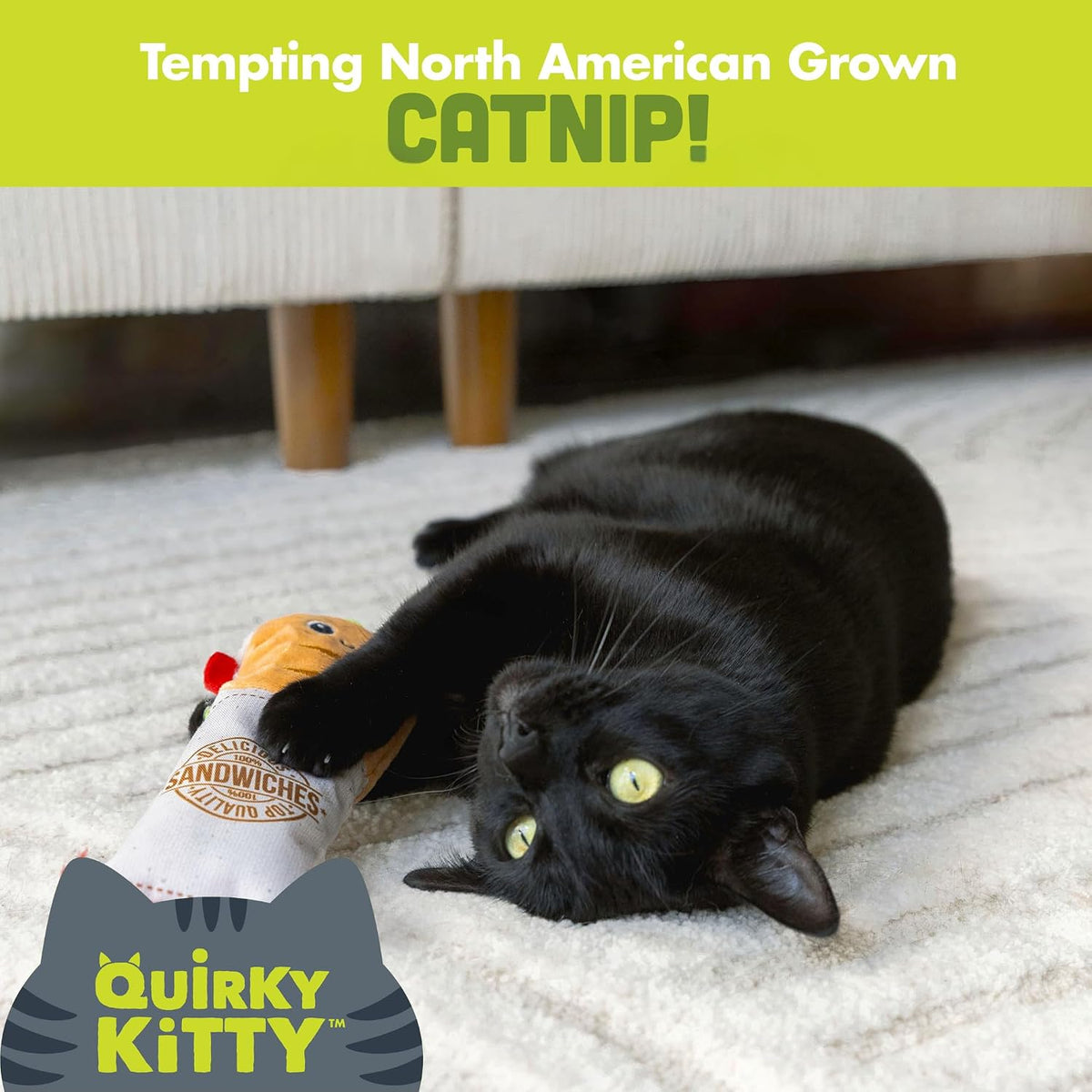 Quirky Kitty Ice Cream Kicker Catnip Crinkle Feather Soft Plush Cat - Pack of 1 / Deli Delight Kicker - image 2