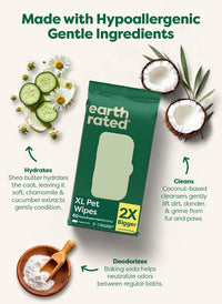 Earth Rated Dog Wipes for Paws & Butt, Deodorizing - Unscented / 60 XL Grooming Wipes - image 2